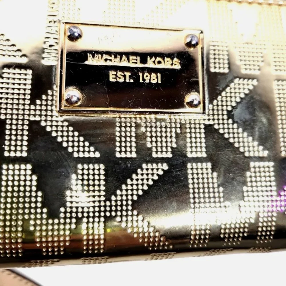 Michael Kors Jet Set Travel Continental Wristlet Wallet Gold